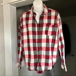 Olivaceous Boyfriend Plaid Flannel
